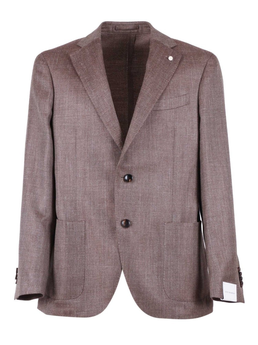 Luigi Bianchi Tailored Brown Drop 7 Herringbone Jacket