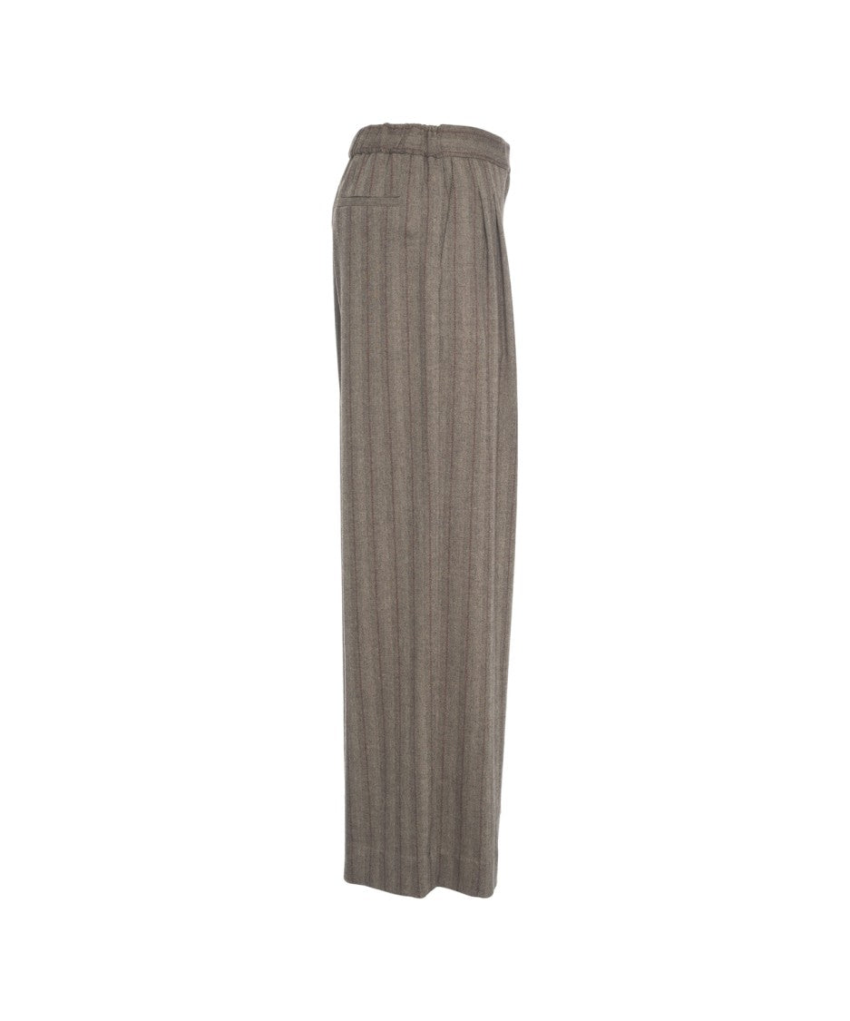 Ottod'ame Pleated Wide-Leg Trousers With Textured Wool Finish