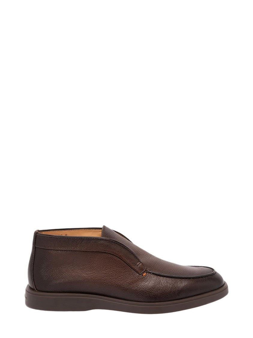 Santoni Textured Leather Slip-On Loafers