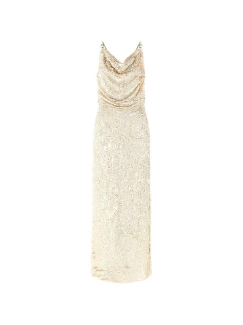 Coperni Sequin-Embellished Cowl Neck Floor-Length Dress
