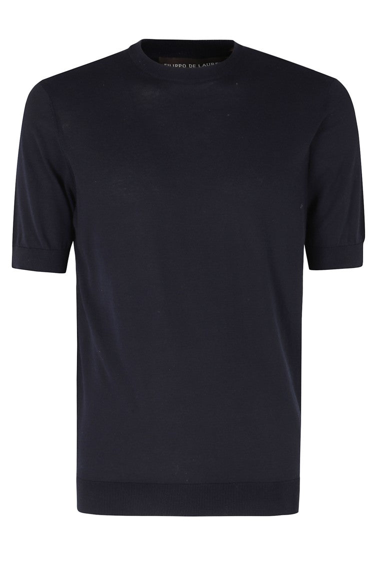 Filippo De Laurentiis Blue Round-Neck Single-Thread Cotton Knit T-Shirt