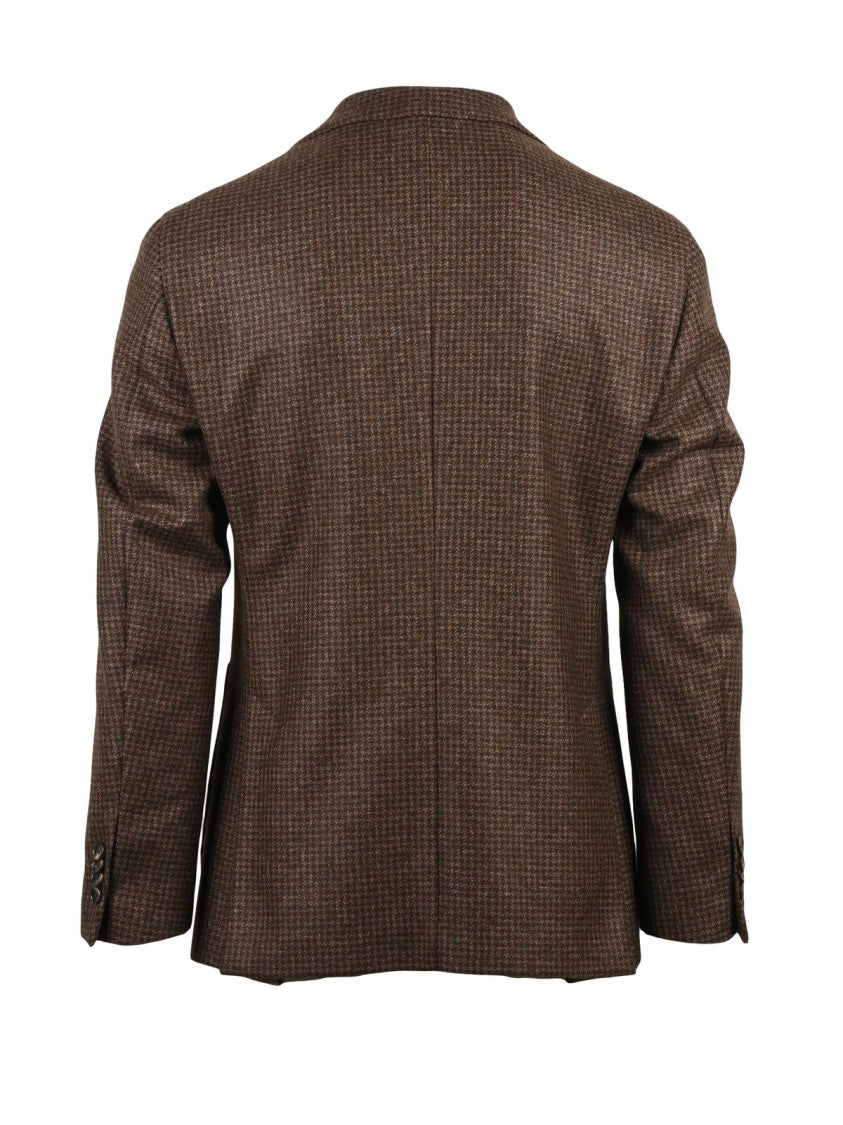 Luigi Bianchi Checkered Virgin Wool Jacket With Rounded Silhouette