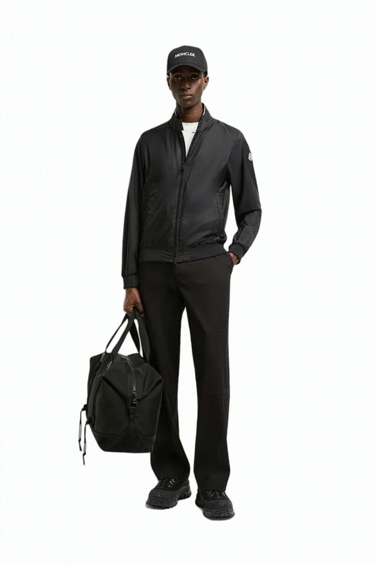Moncler Fitted Black Jacket With Adjustable Waist And Hood