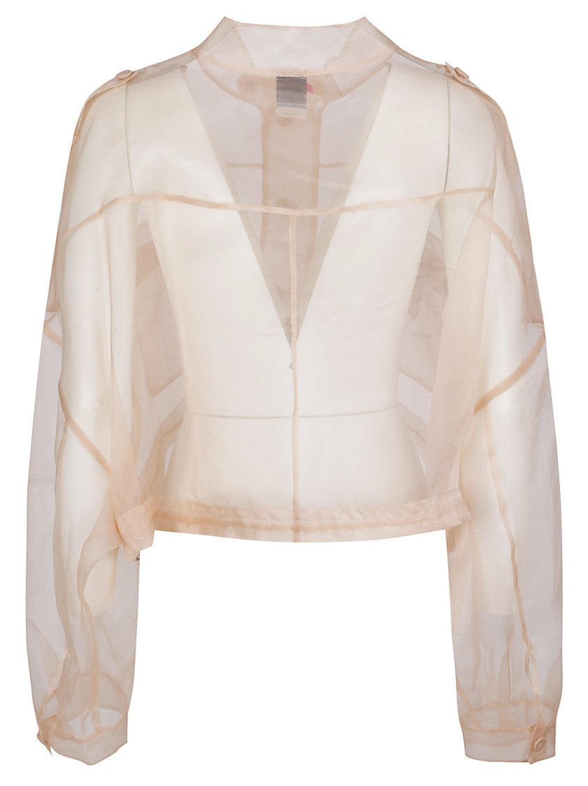 Pinko Longan Cropped Sheer Silk Jacket