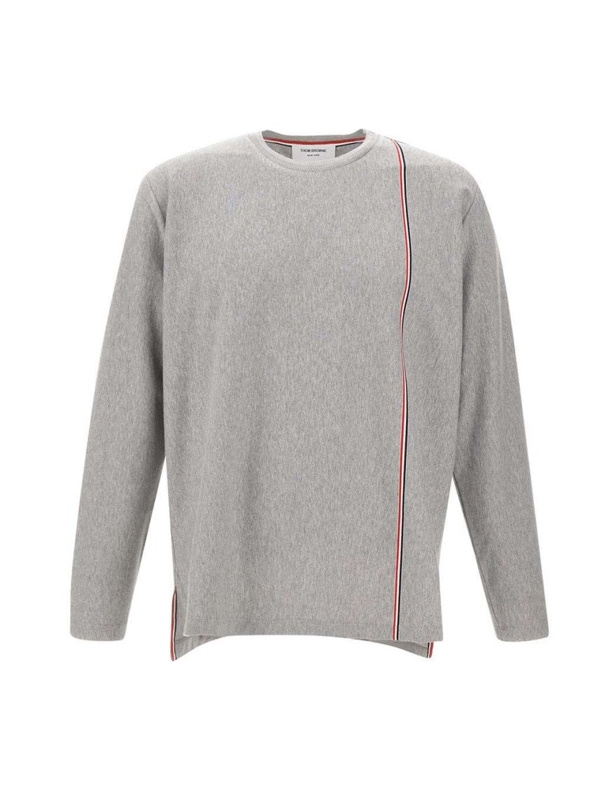 Thom Browne Long-Sleeve Cotton T-Shirt With Signature Stripe Detail