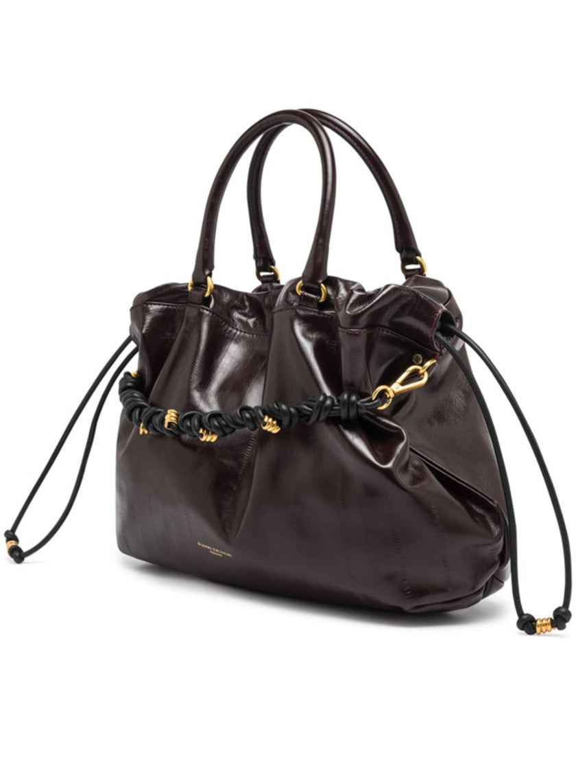 Gianni Chiarini Glossy Leather Handbag With Ruched Top