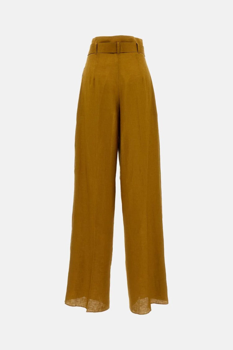 Max Mara Cropped High Waist Wide-Leg Trousers With Textured Fabric