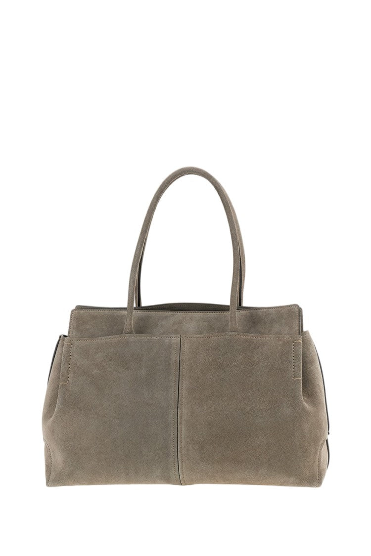 Tod's Grey Medium T-Logo Suede Shopping Bag
