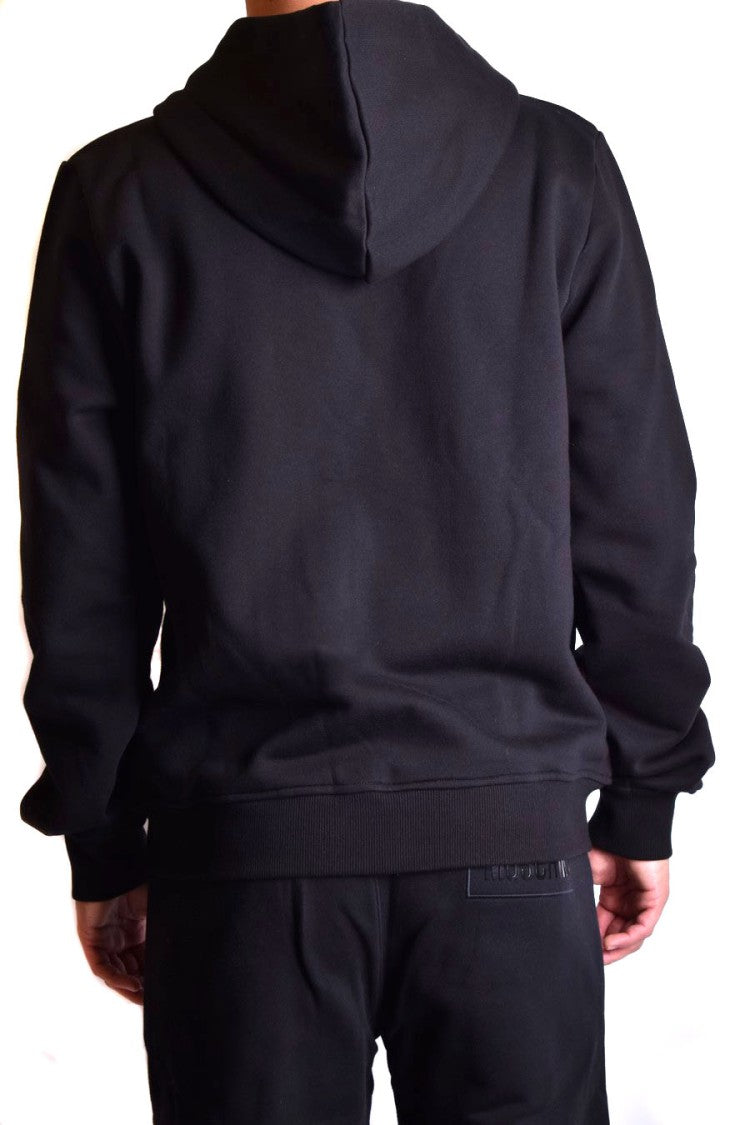 Giuseppe Zanotti Black Minimalist Zip-Up Cotton Hooded Sweatshirt