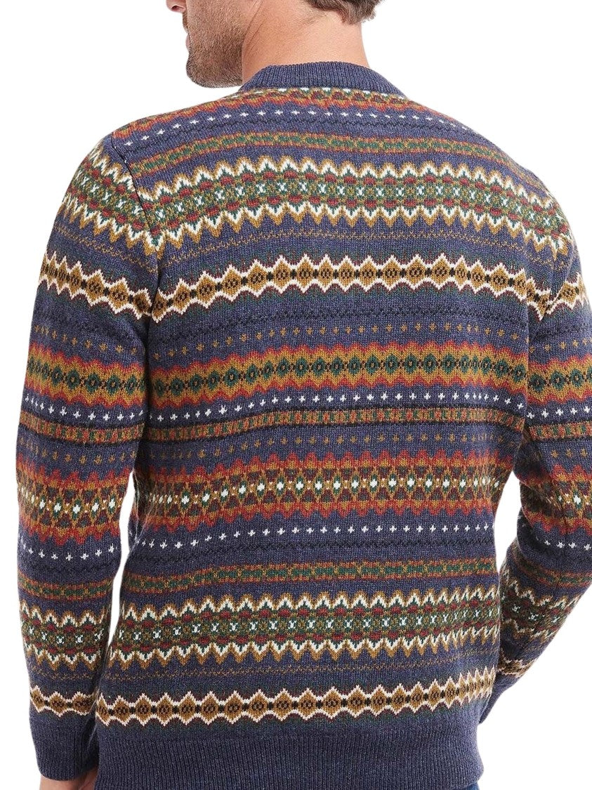 Barbour Richly Patterned Crew Neck Sweater With Geometric Motifs