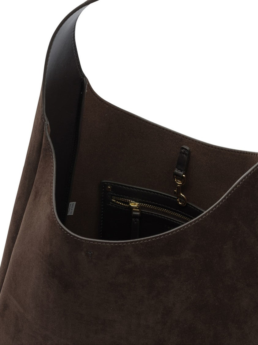Tory Burch Spacious Brown Suede Shoulder Bag