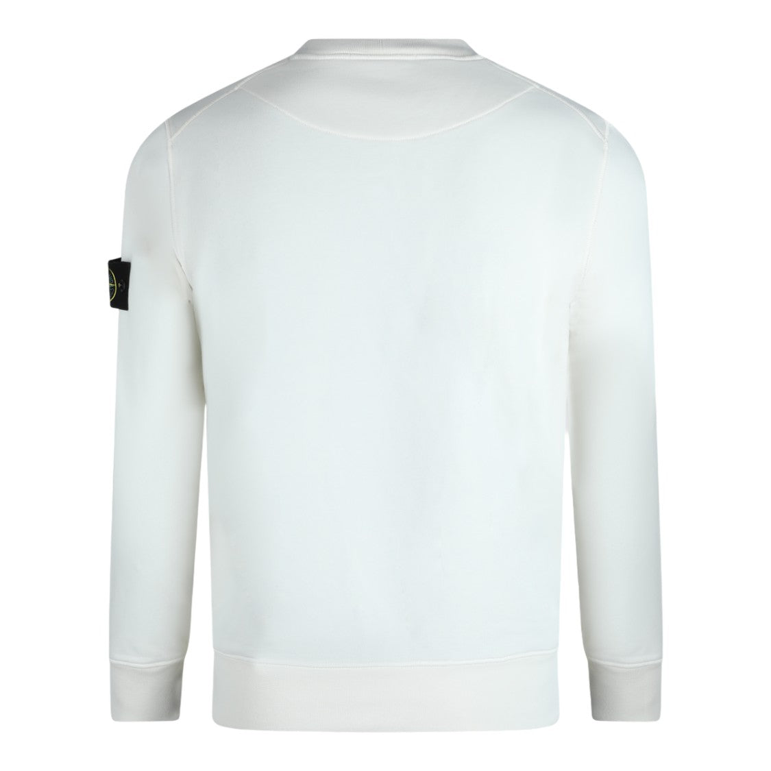 Stone Island White Crewneck Sweater With Ribbed Details