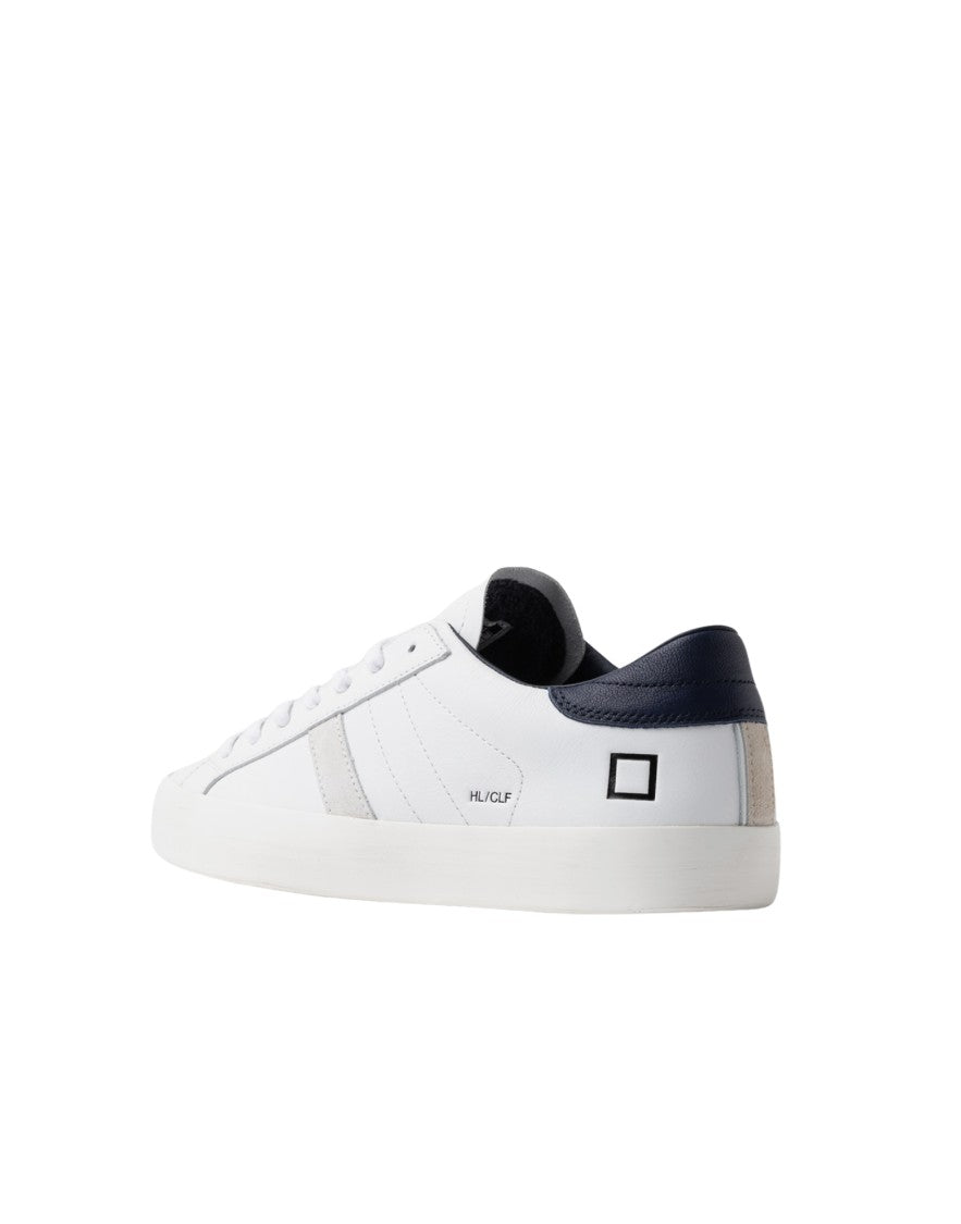 D.A.T.E White Blue Hill Low Calf Leather Sneakers