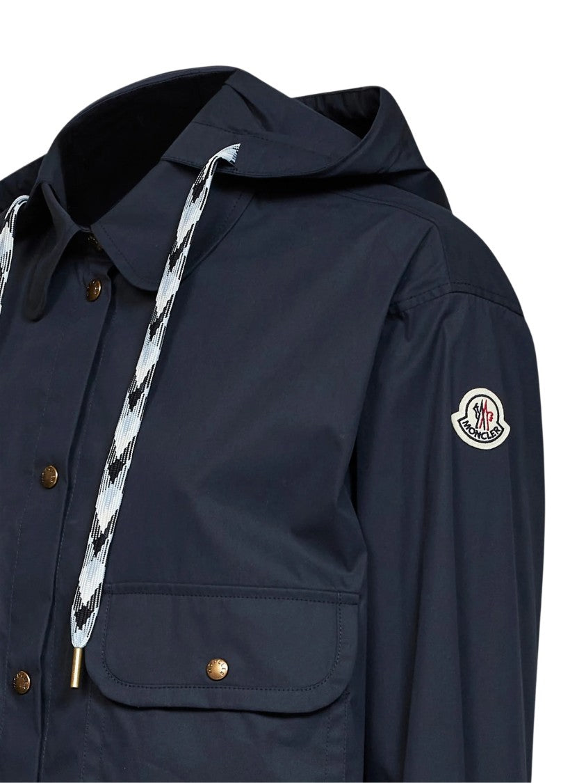 Moncler Cropped Shirt With Structured Silhouette And Hooded Detail