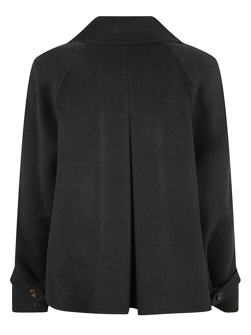 Max Mara Double-Breasted Black Coat With Wide Lapel