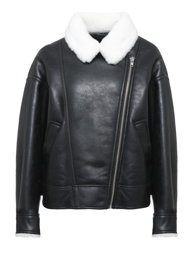 Stand Studio Pica Jacket With Faux Fur Collar And Shearling Lining