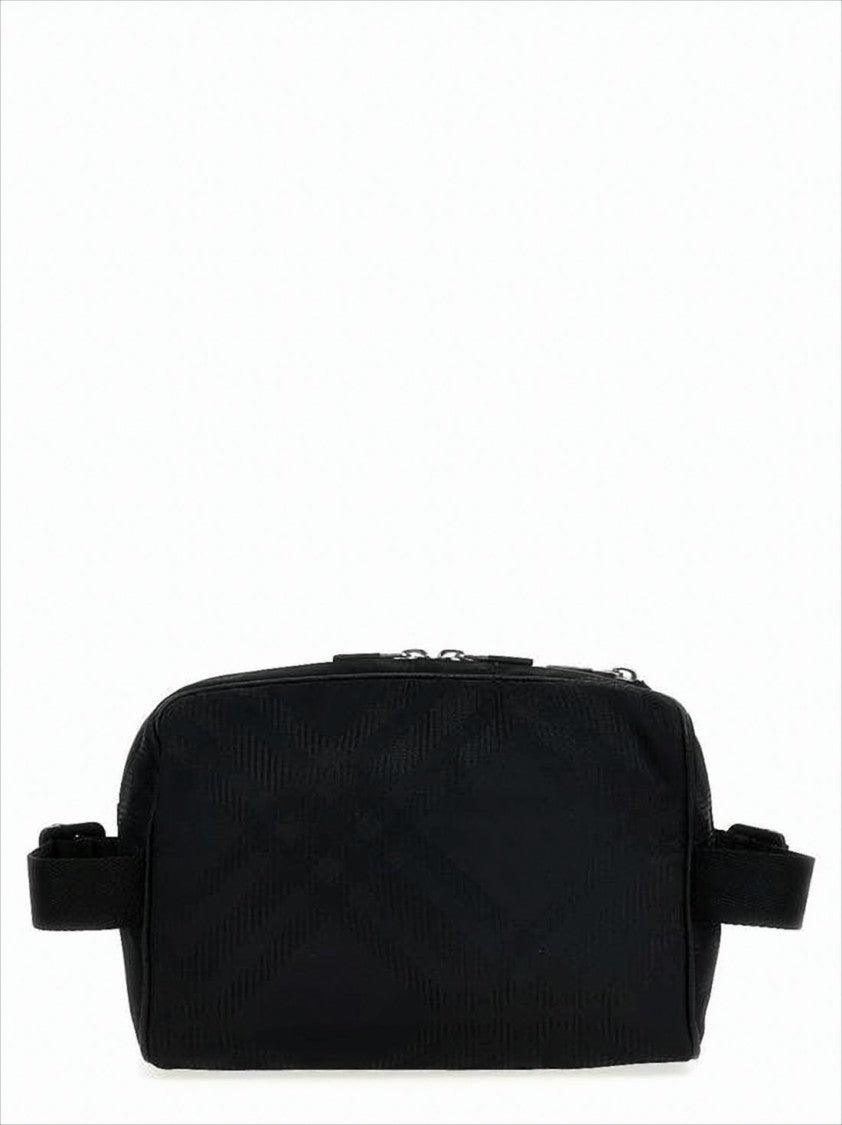 Burberry Textured Black Calfskin Clutch With Adjustable Strap