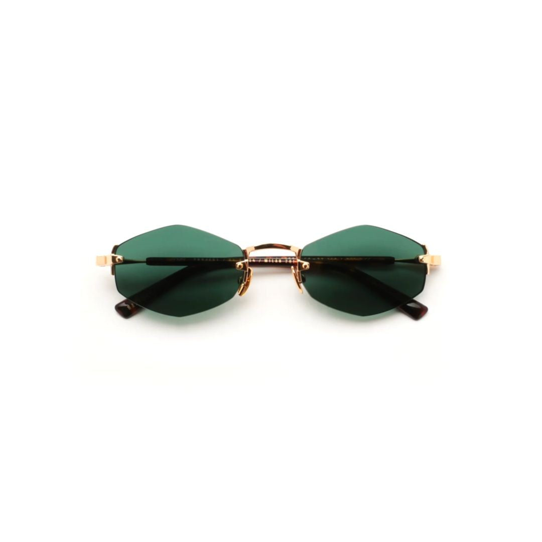 Gast Lunar Geometric Dark Green Lens Sunglasses With Gold Accents