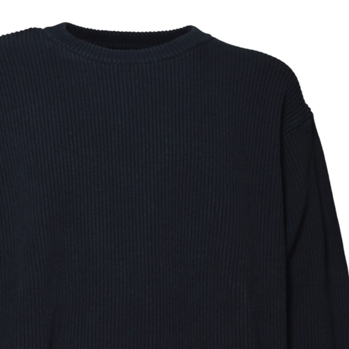 Jil Sander Blue Ribbed Cotton Oversized Crewneck Sweater