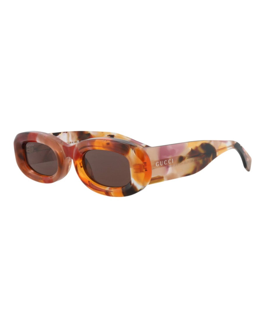 Gucci Round-Frame Recycled Acetate Sunglasses With Tortoiseshell Pattern