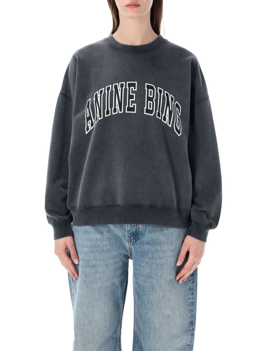 Anine Bing Miles Washed Black Cotton Sweatshirt