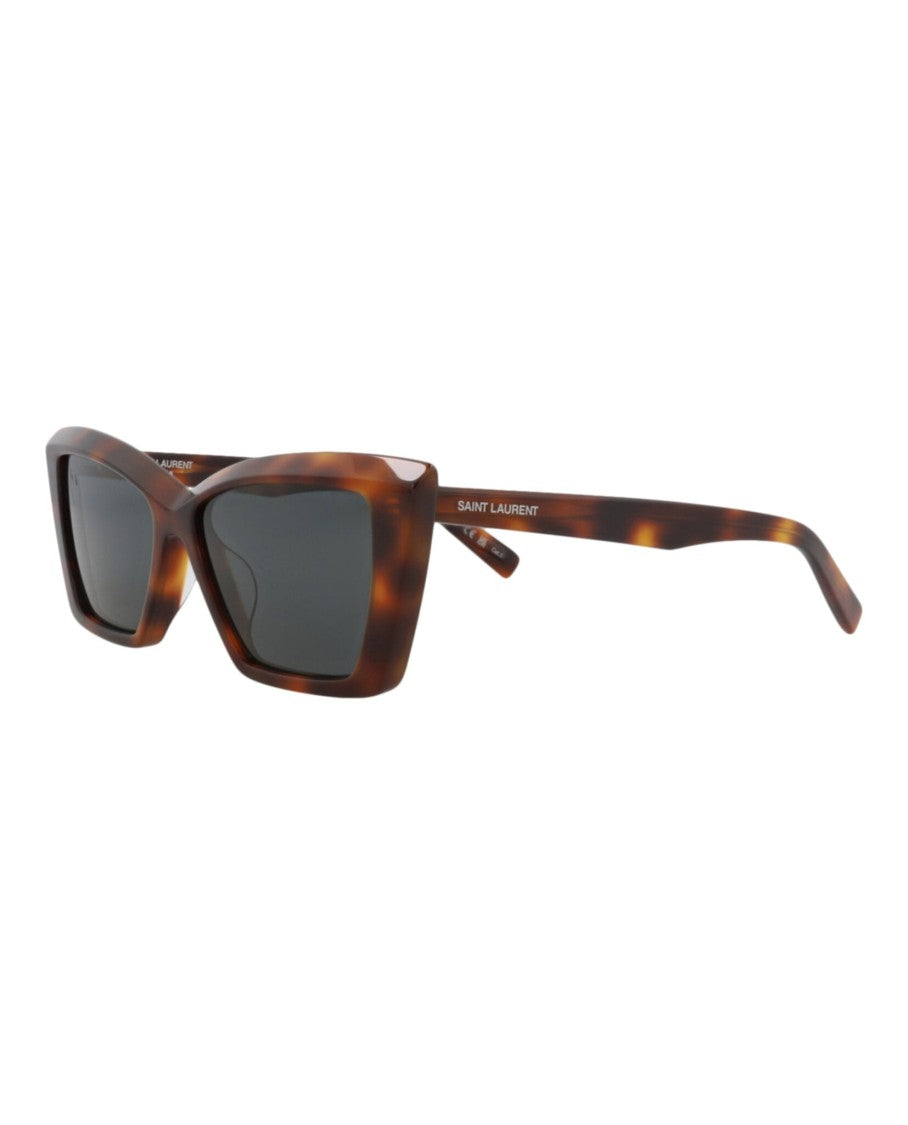 Saint Laurent Cat Eye Frame Sunglasses In Tortoiseshell Recycled Acetate