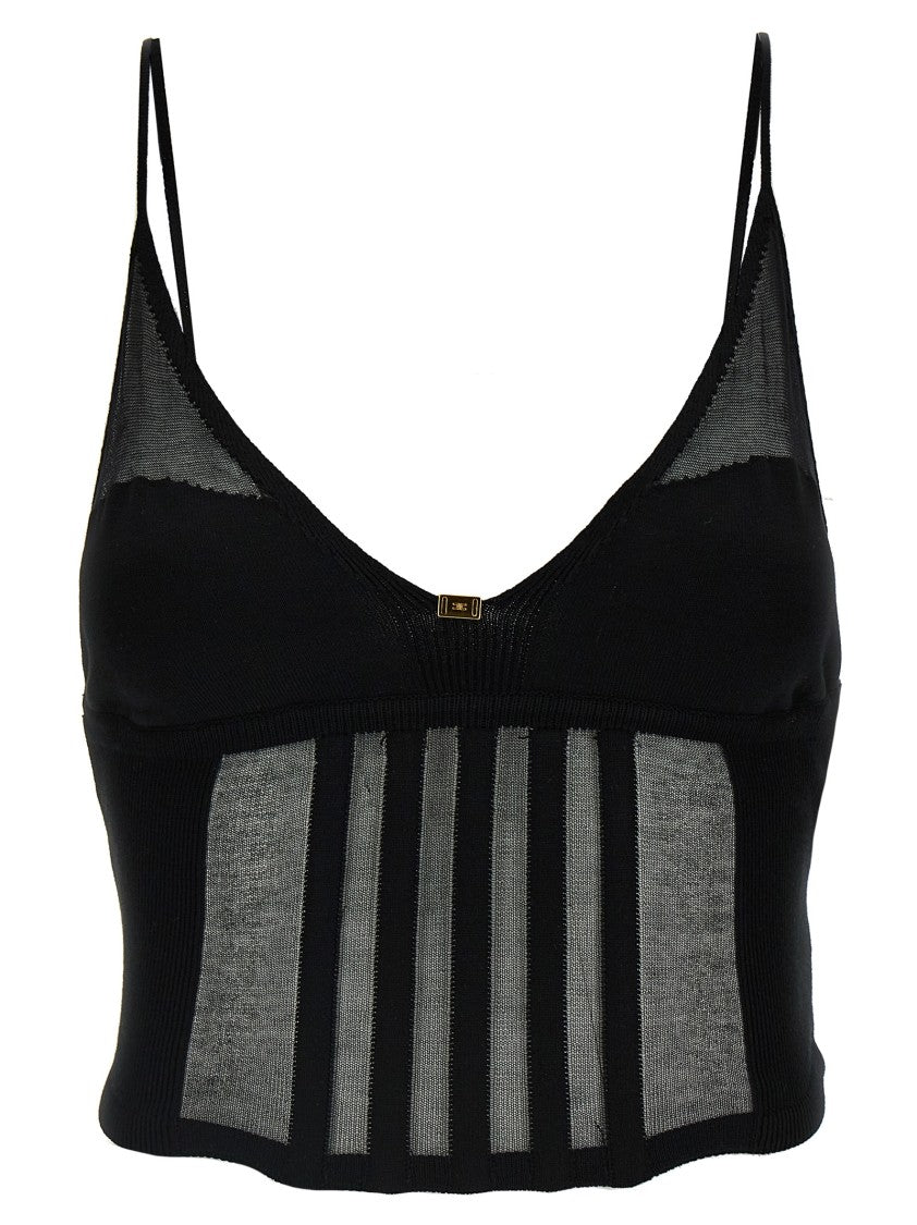 Elisabetta Franchi Slim-Fit Knit Top With Transparent Panels