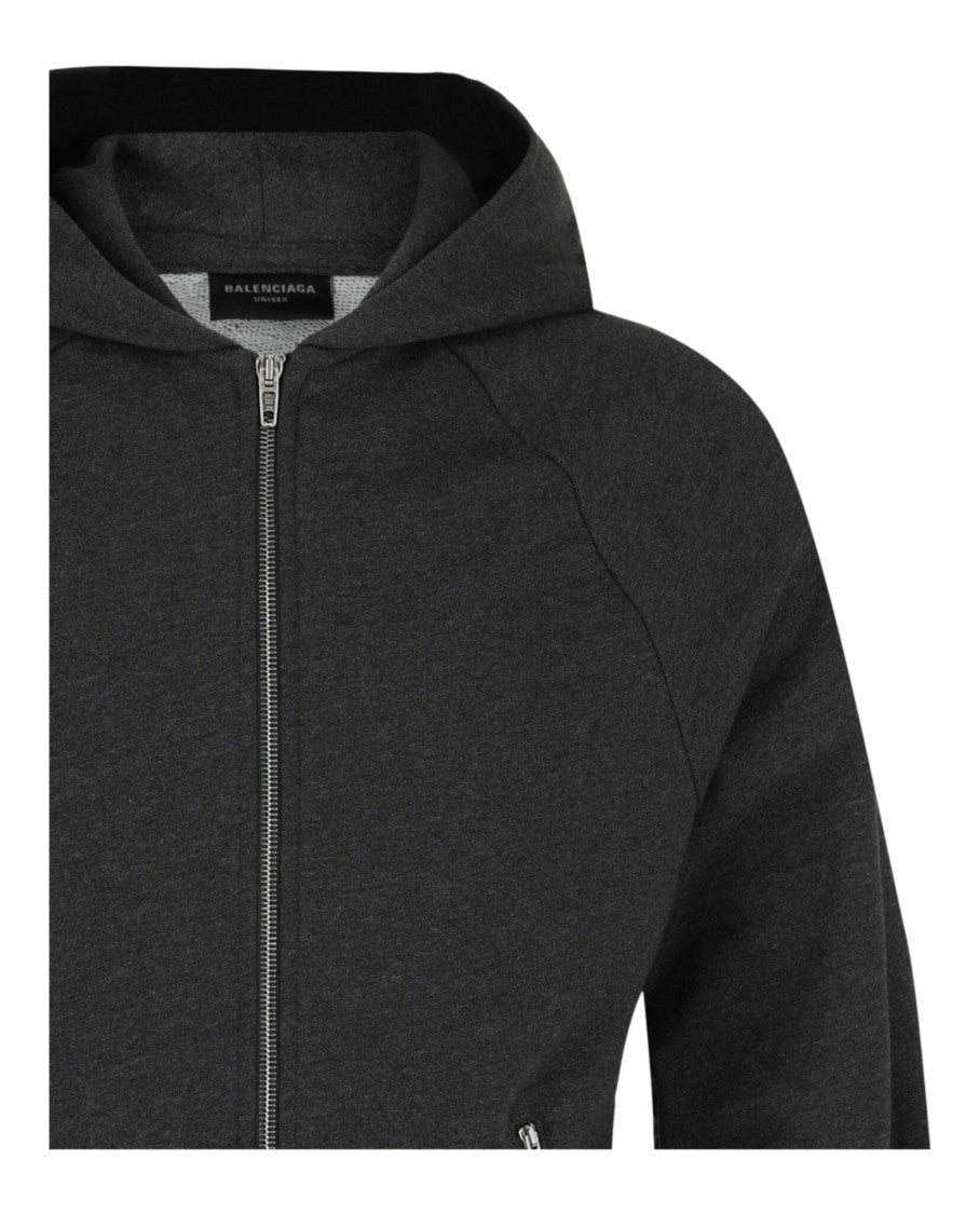 Balenciaga Embroidered Logo Zip-Up Hoodie