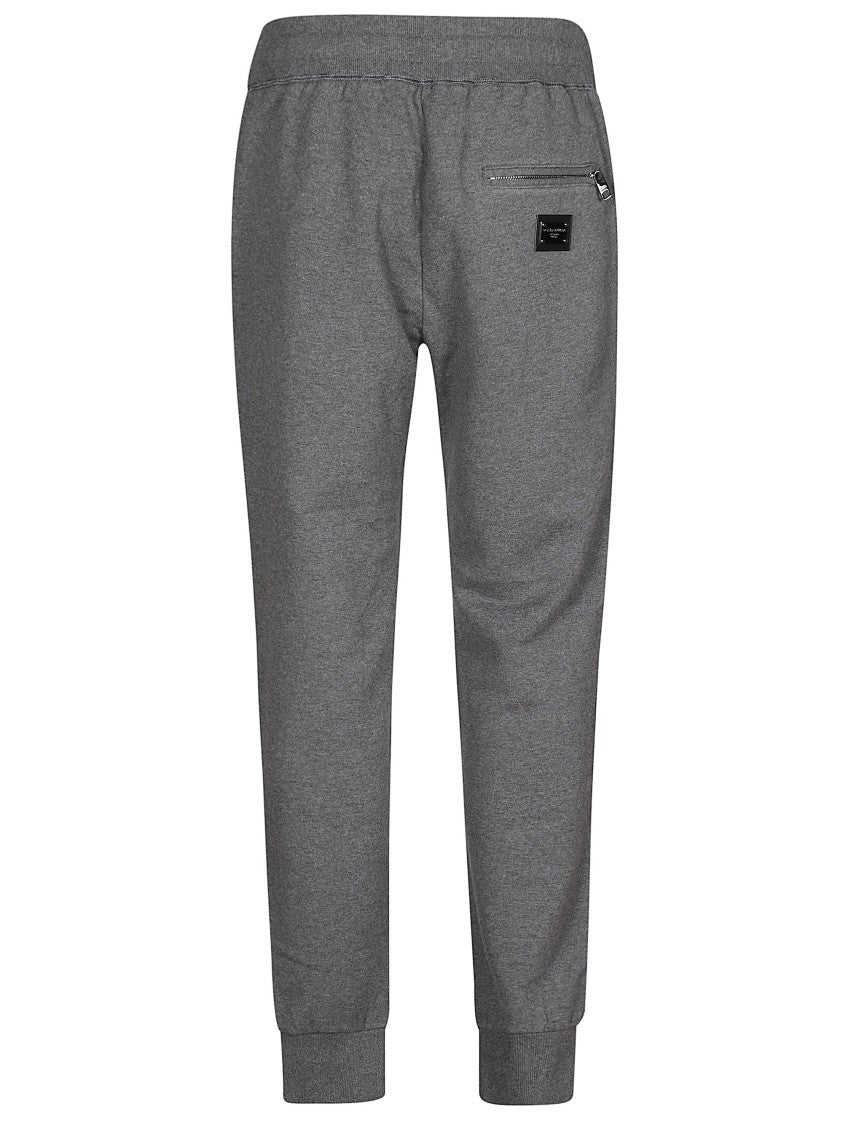 Dolce & Gabbana Grey Drawstring Fastening Cotton Straight-Leg Pants