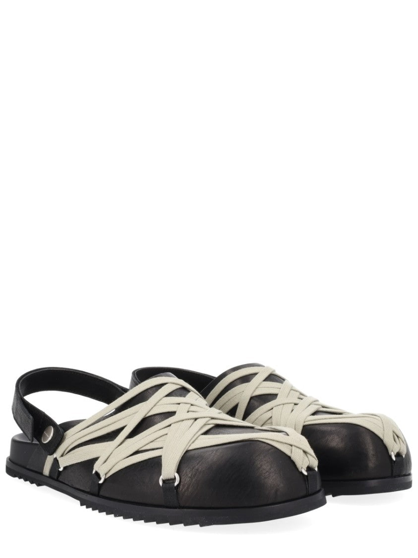 Rick Owens Megalace Leather Slingback Mules