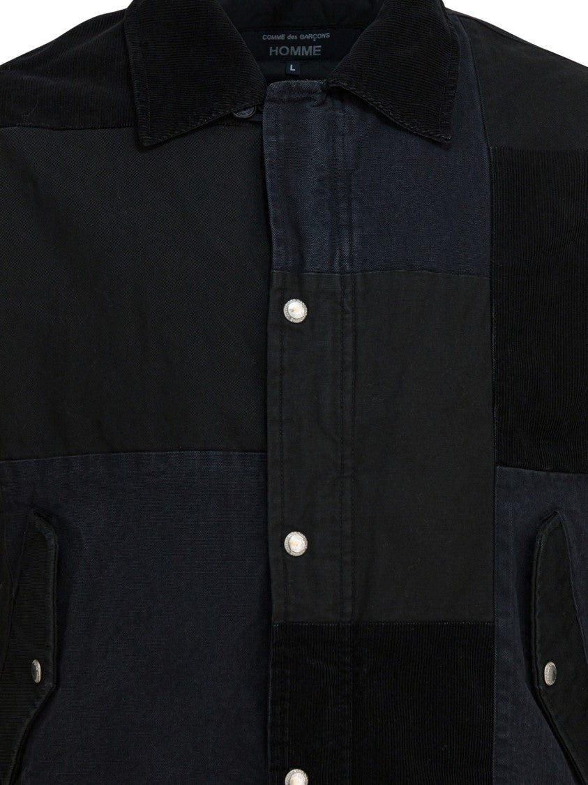 Comme Des Garçons Relaxed-Fit Black Patchwork Jacket With Functional Buckle Tabs