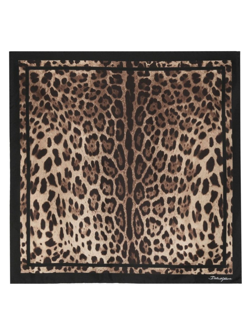 Dolce & Gabbana Rectangular Leopard Print Silk Scarf
