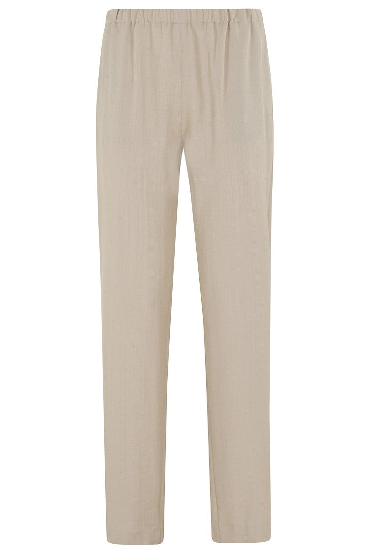 Loulou De Saison Beige Scot Medium-Waist Straight-Leg Viscose-Blend Pants