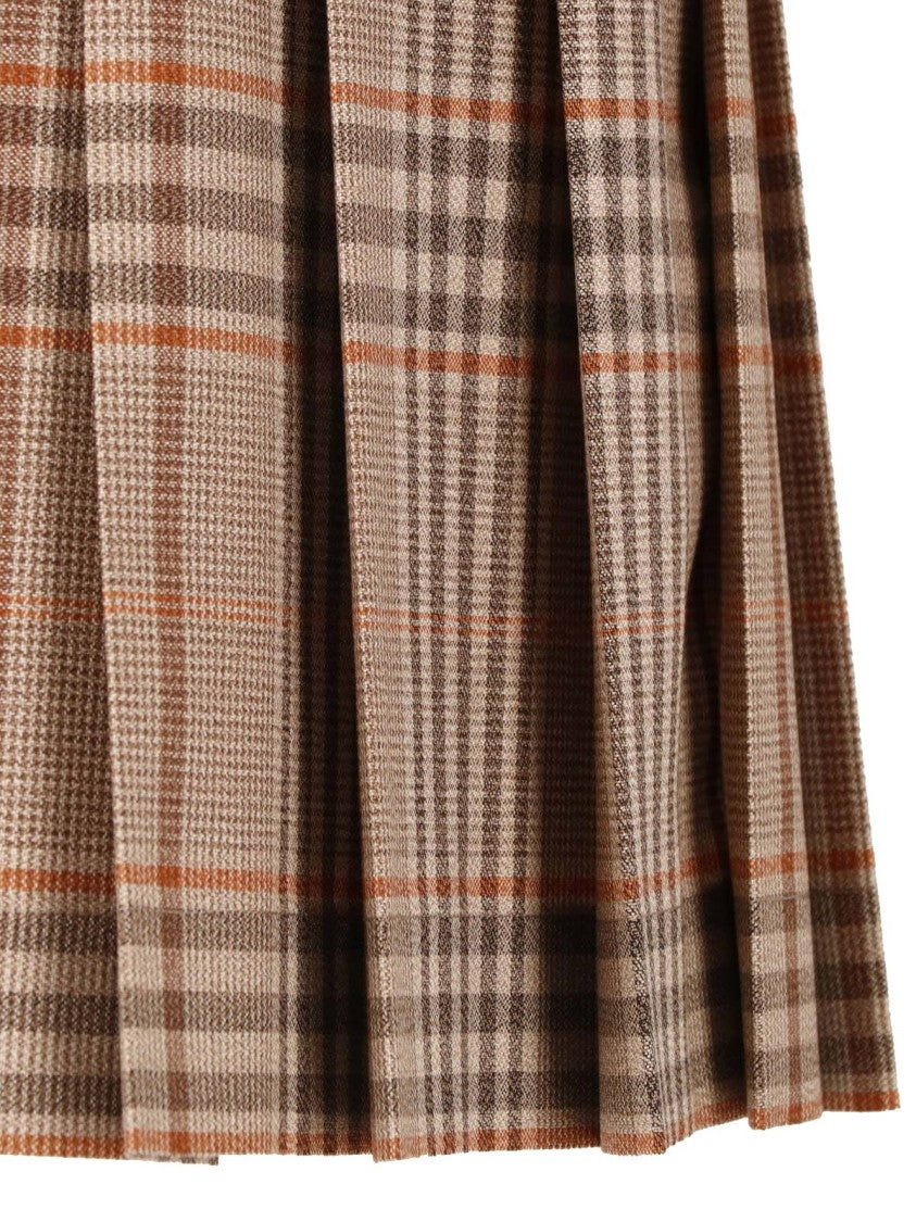 Burberry Plaid Pleated Buckled Mini Skirt