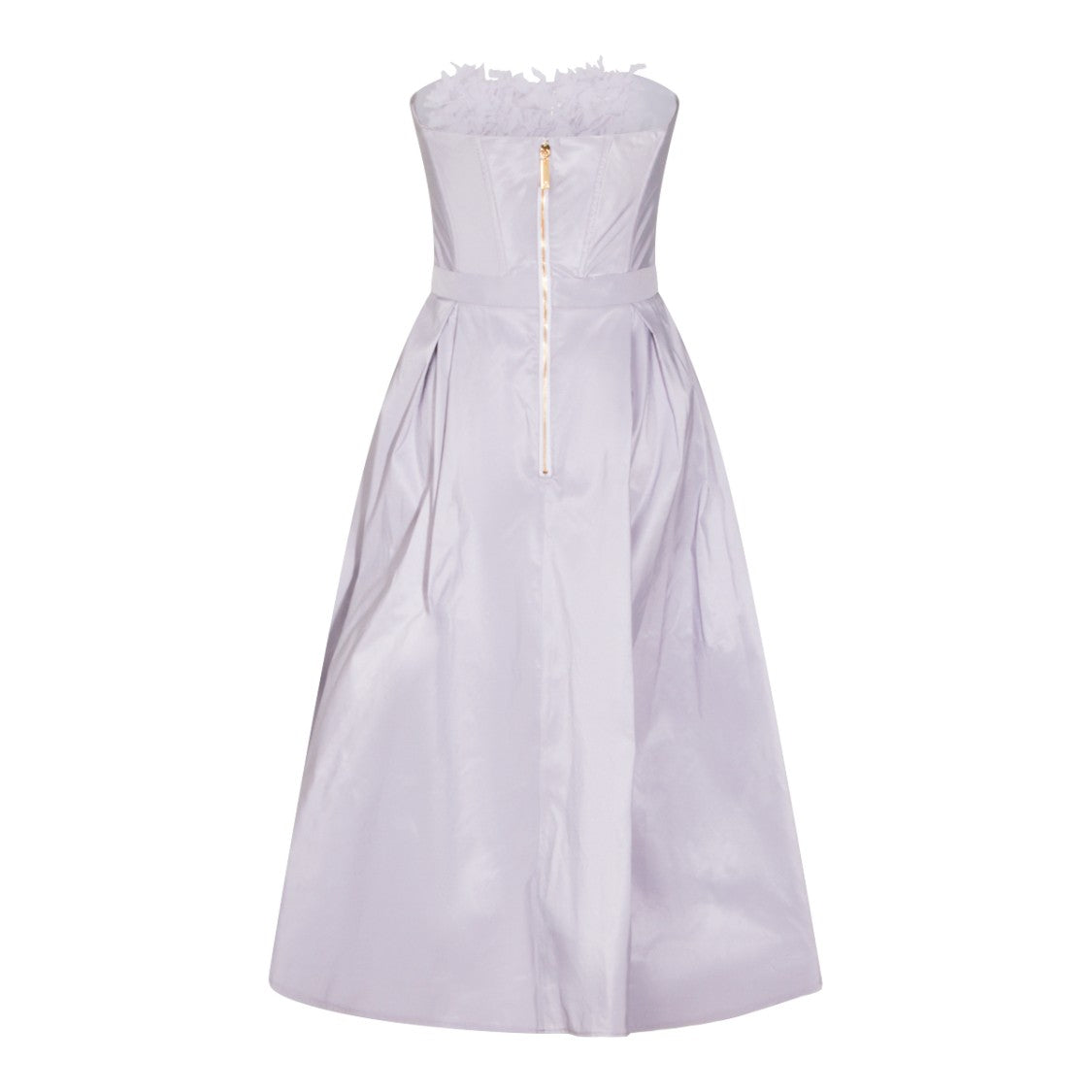 Elisabetta Franchi Lilac Bustier Mid Dress With Floral Appliqués And Side Pockets