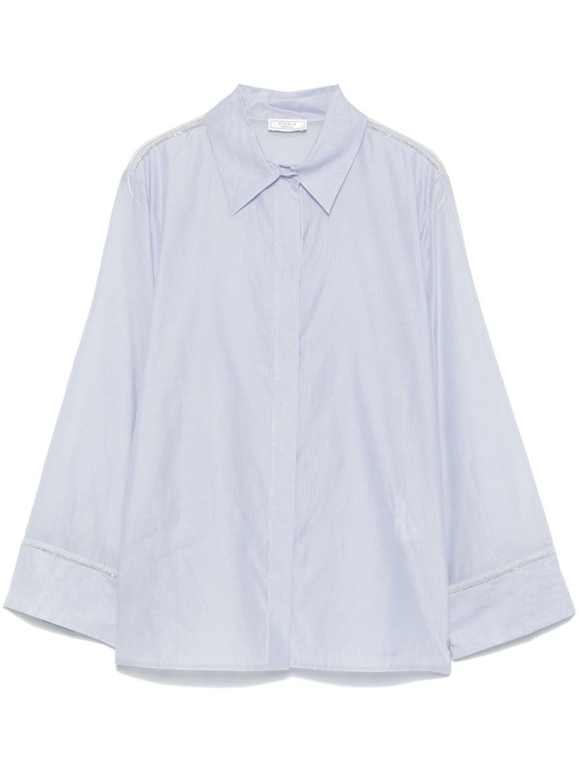 Peserico Sky Blue Cotton-Silk Blend Shirt