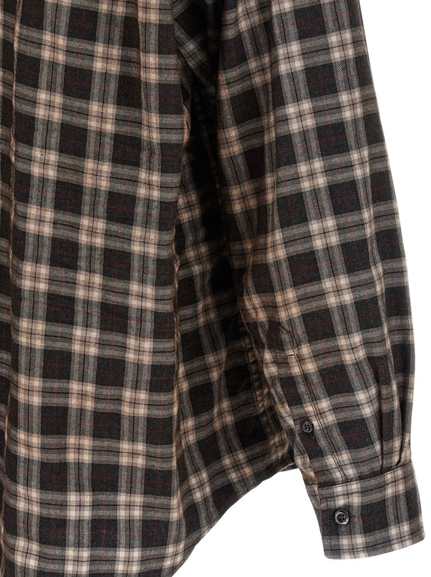 Dsquared2 All-Over Check Patterned Cotton Shirt With Removable Bandana