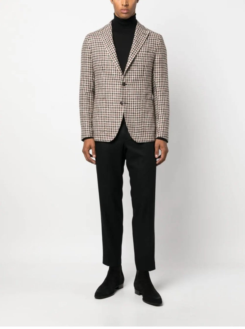 Tagliatore Tailored Houndstooth Blazer With Notched Lapel