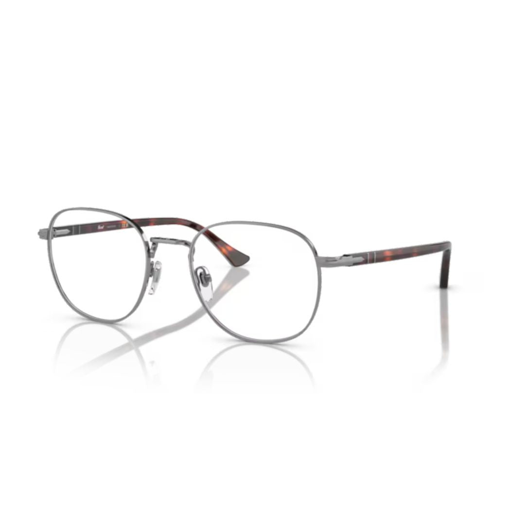 Persol 1007V Vista Square Frame Metal Eyeglasses With Tortoiseshell Temples