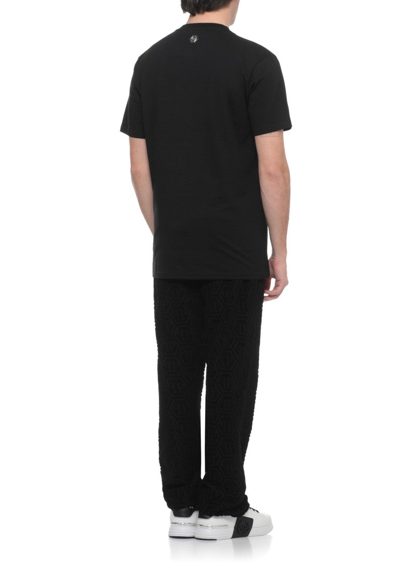 Philipp Plein Black Skull Strass Cotton T-Shirt