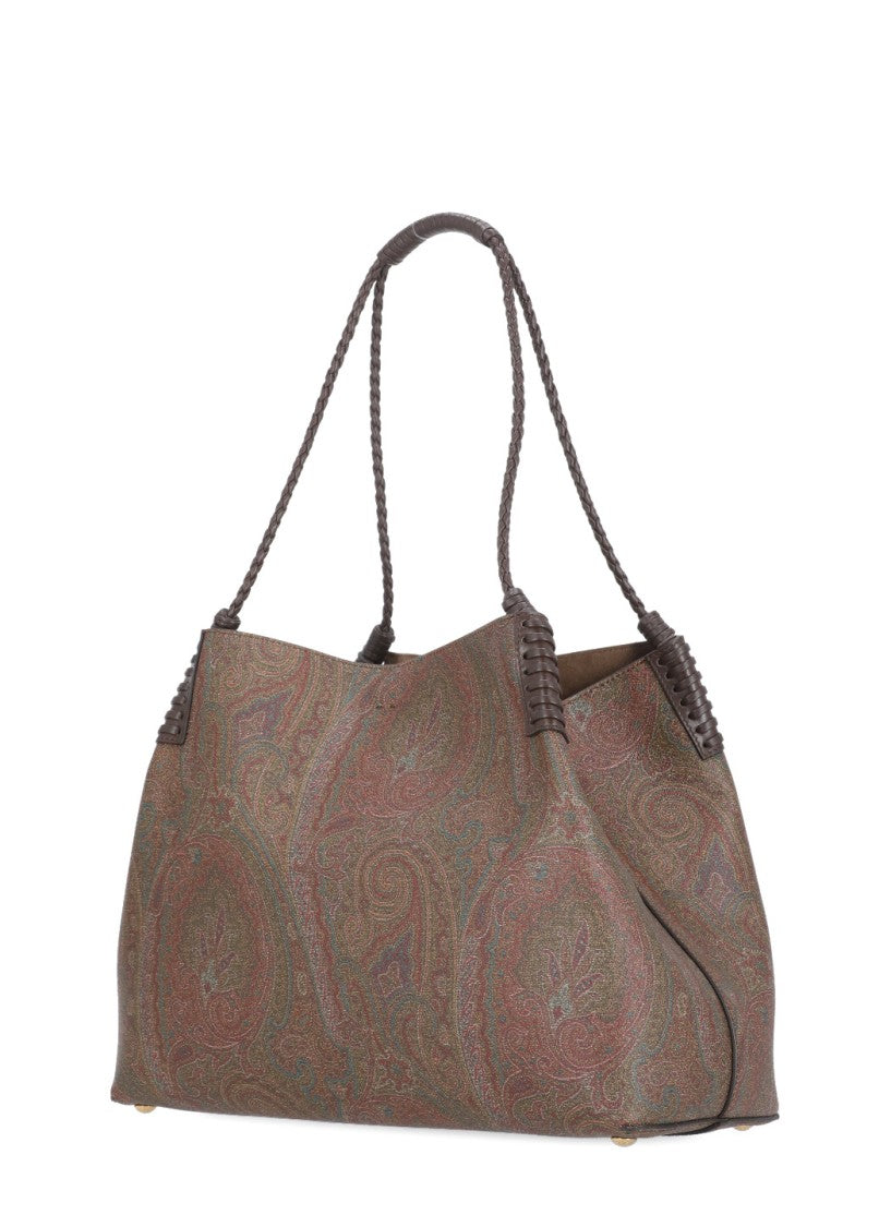 Etro Medium Cotton Shopping Bag With Iconic Pegasus Logo
