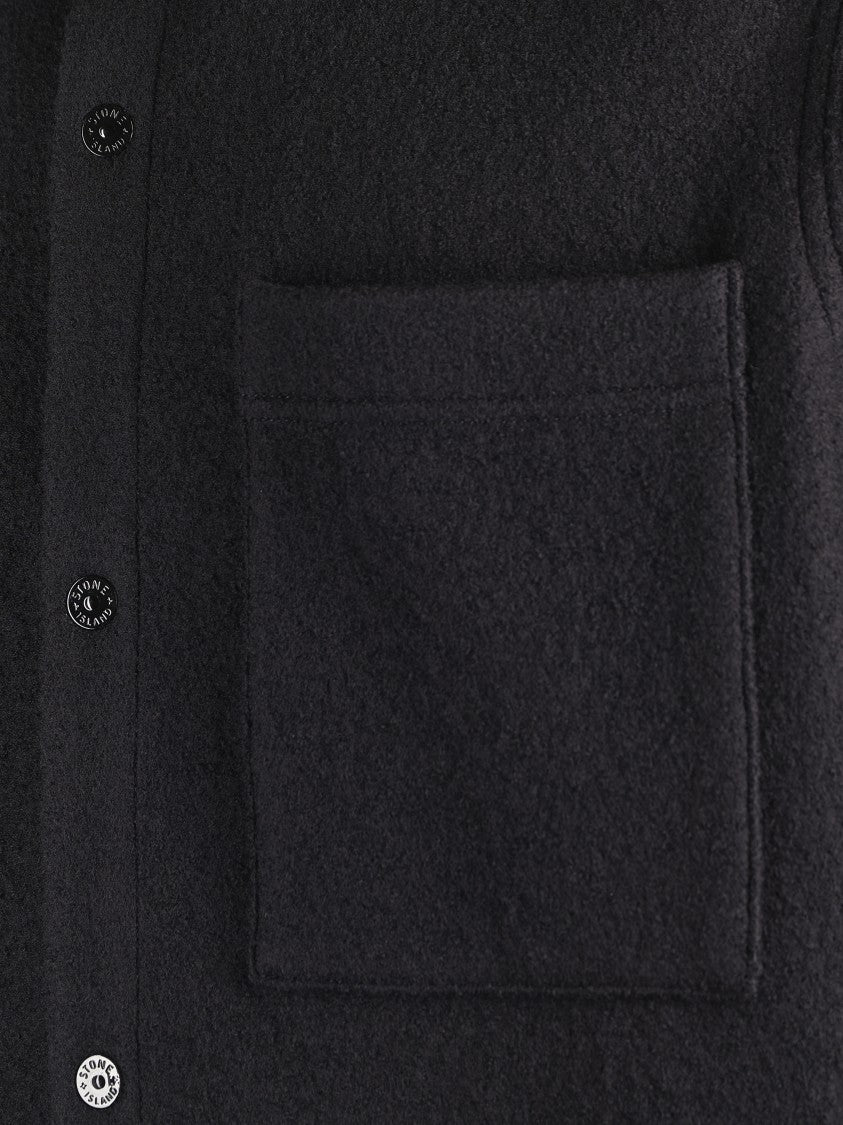 Stone Island Textured Knit Sweater With Button-Up Front