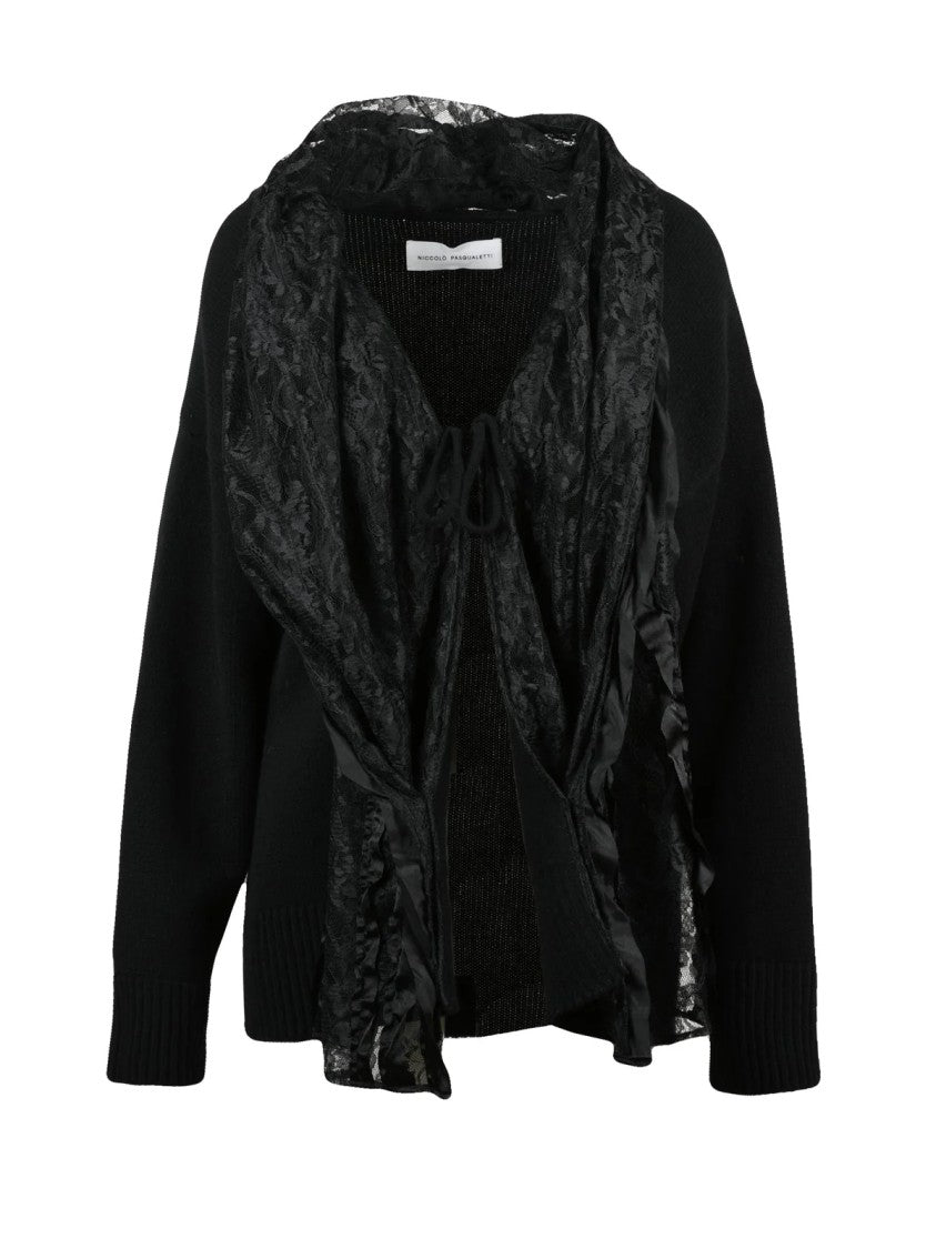 Niccolò Pasqualetti Black Centrino Merino Wool-Cashmere Cardigan