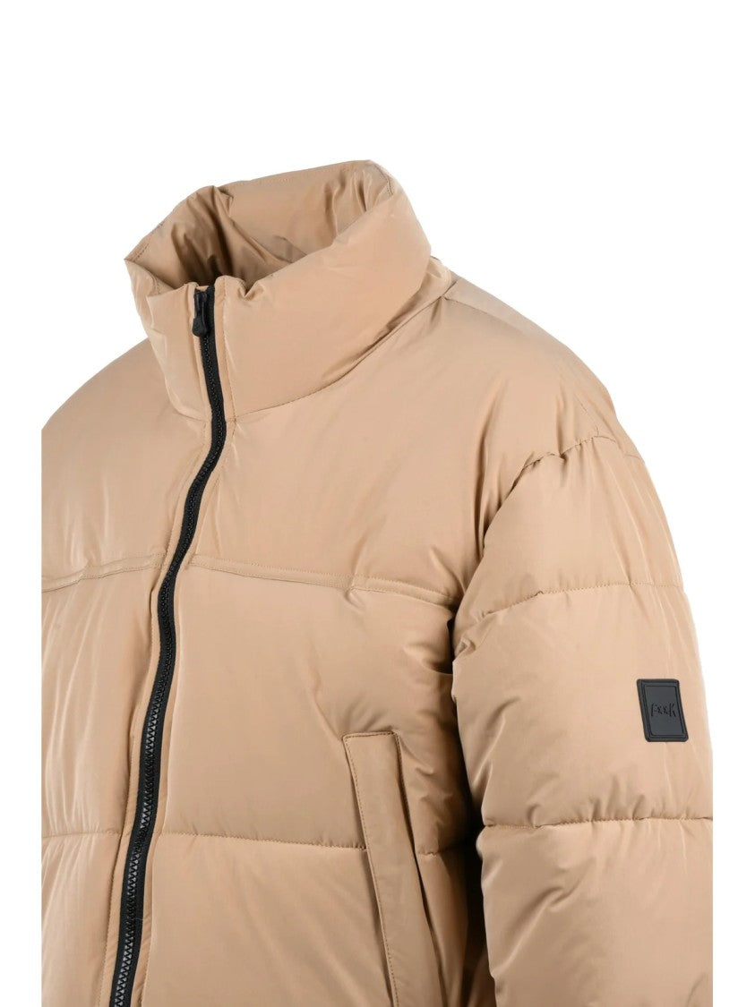 Faak Beige High Collar Padded Polyester Short Down Jacket
