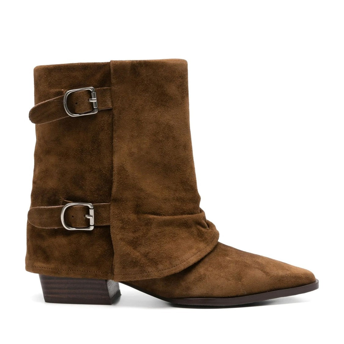 Sergio Moretti Brown Suede Slouchy Buckle Boots