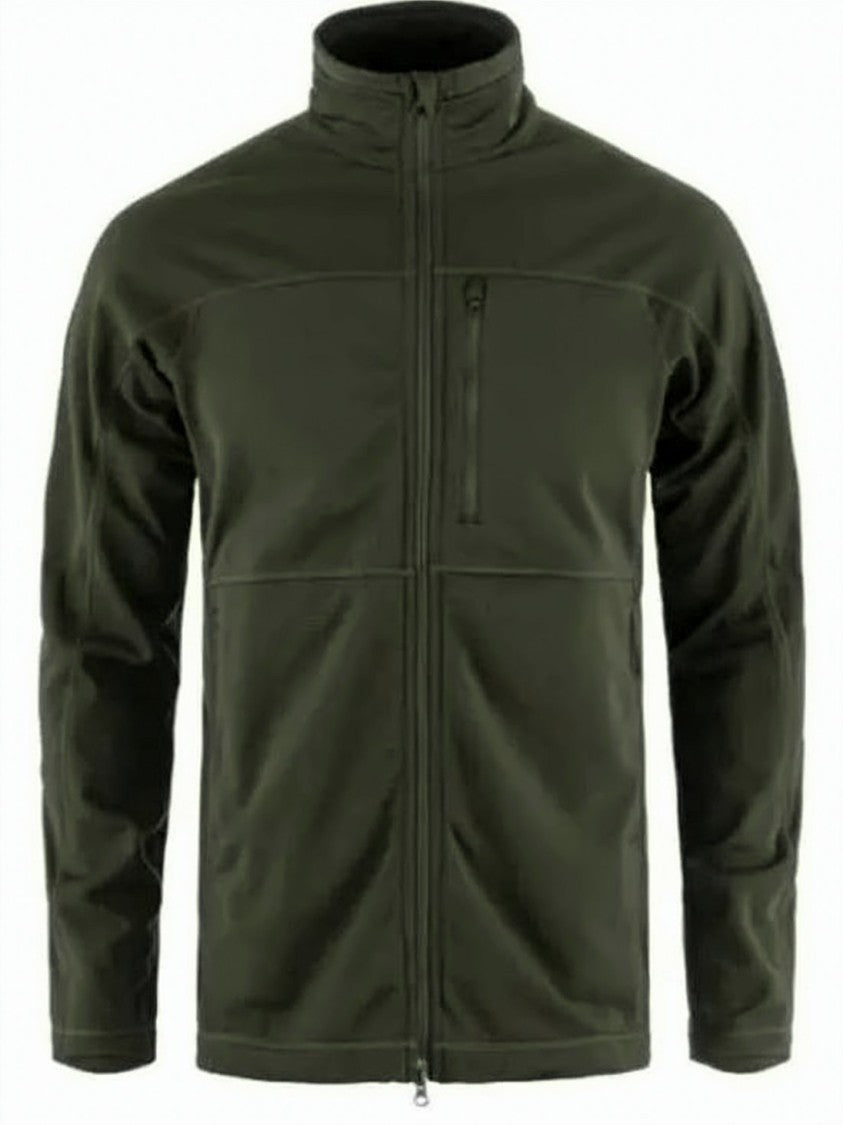 Fjallraven High Collar Green Jacket With Zippered Pockets