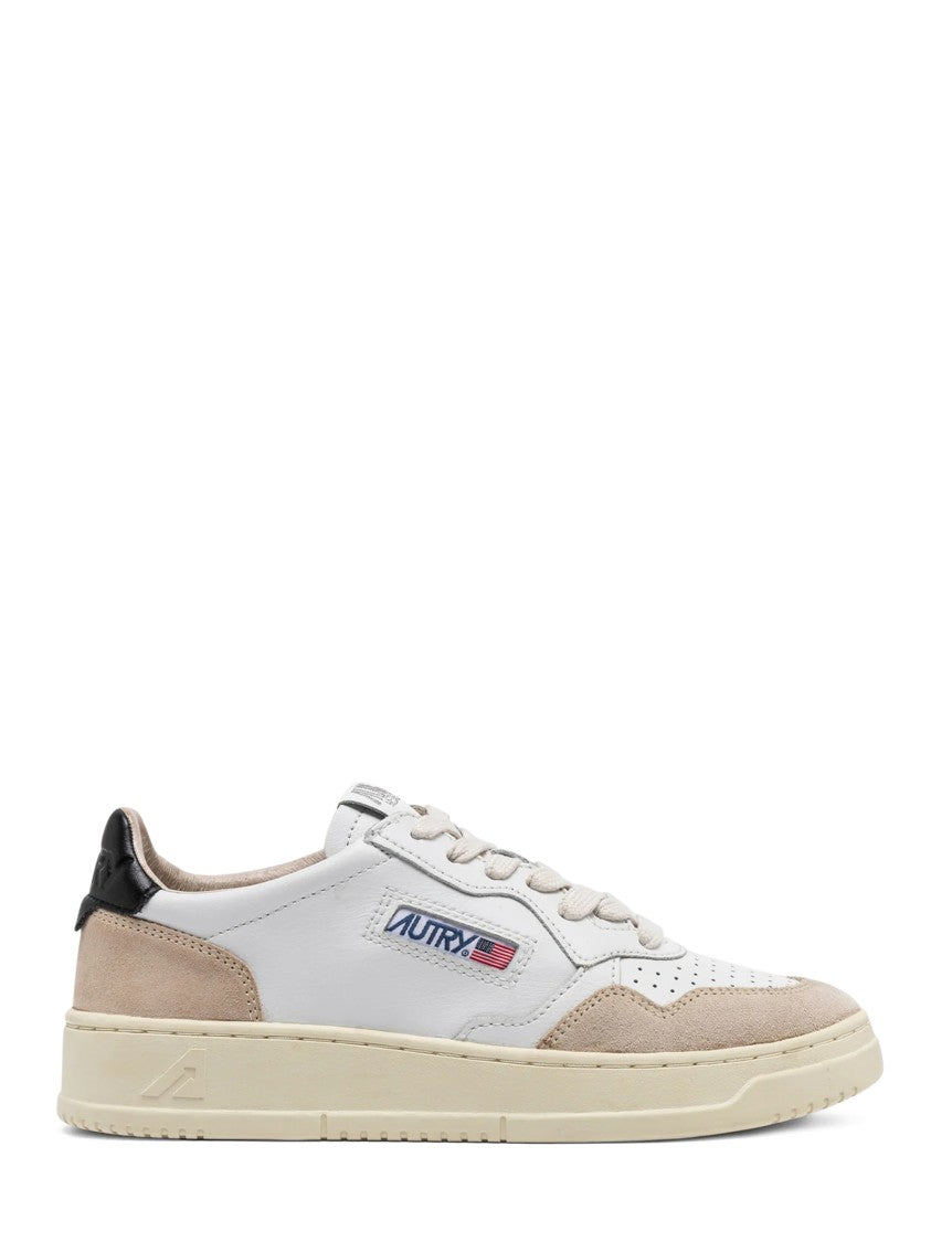 Autry White Leather Sneakers With Beige Suede Accents