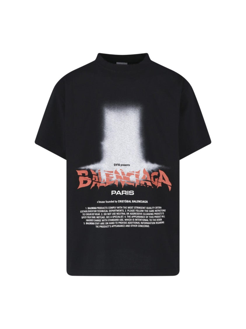Balenciaga Short-Sleeve Black T-Shirt With Bold Graphic Print