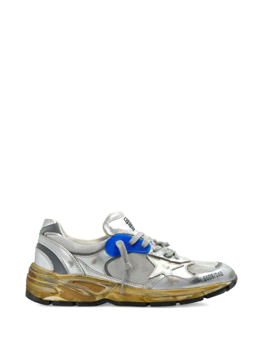 Golden Goose Distressed Metallic Silver Vintage Sneakers