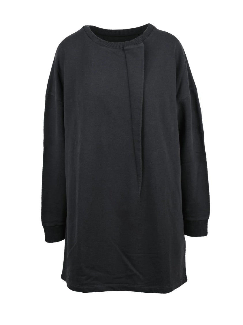 Mm6 By Maison Margiela Loose-Fitting Black Sweatshirt Dress With Architectural Overlapping Panel